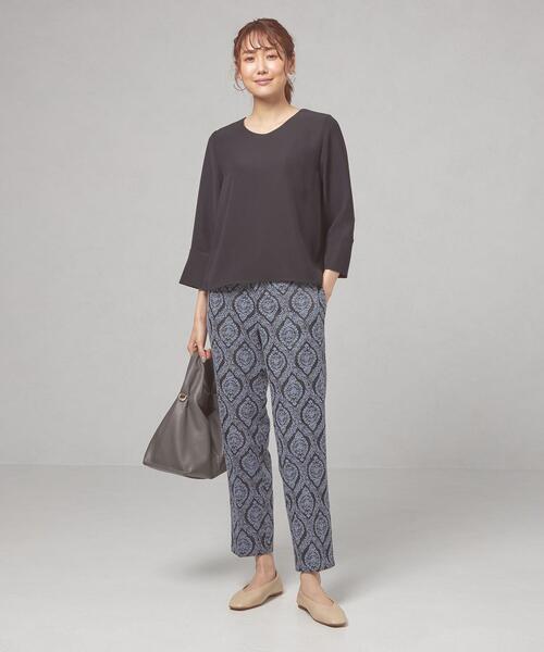 closet story（クローゼットストーリー）の「＜closet story（クローゼットストーリー）＞アラベスク ジャカード ストレートパンツ（スラックス・レディース・ライトブルー/ネイビー・FREE）」の11枚目の写真