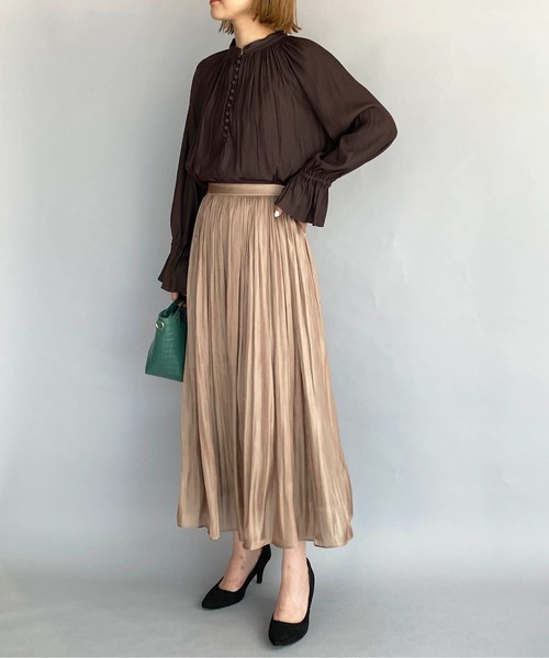 DIARIUM（ディアリウム）の「フロントクルミボタンギャザーブラウス（シャツ/ブラウス・レディース・ブラウン/ラベンダー・M）」の6枚目の写真