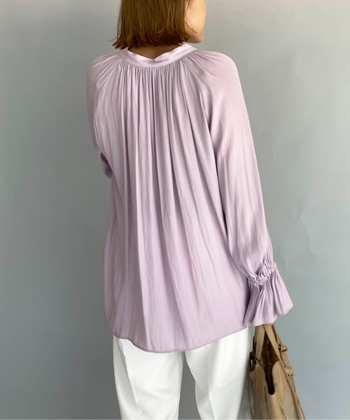 DIARIUM（ディアリウム）の「フロントクルミボタンギャザーブラウス（シャツ/ブラウス・レディース・ブラウン/ラベンダー・M）」の19枚目の写真