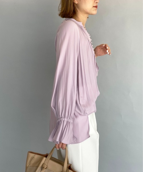 DIARIUM（ディアリウム）の「フロントクルミボタンギャザーブラウス（シャツ/ブラウス・レディース・ブラウン/ラベンダー・M）」の18枚目の写真