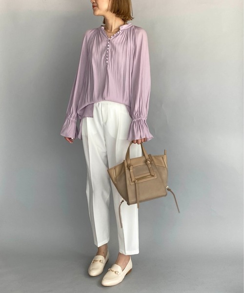 DIARIUM（ディアリウム）の「フロントクルミボタンギャザーブラウス（シャツ/ブラウス・レディース・ブラウン/ラベンダー・M）」の21枚目の写真