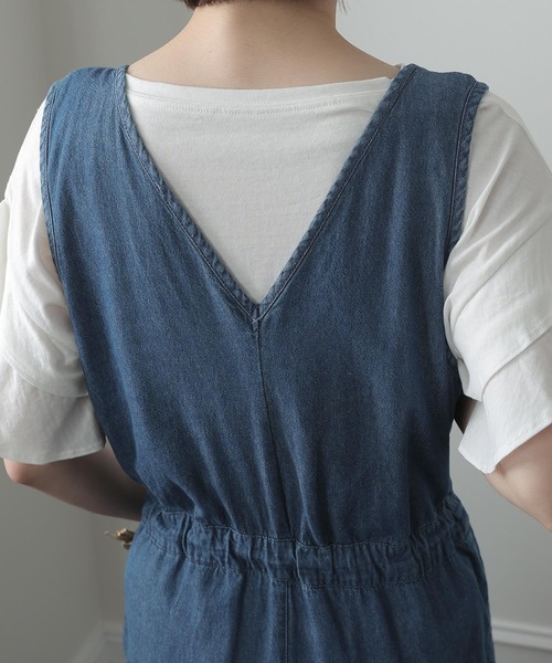 ElegChic(エレグシック)の「Vネックデニムコンビネゾン(つなぎ/オールインワン・レディース・ネイビー/ブルー・4L/M/L/XL/XXL)」の8枚目の写真