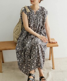 URBAN RESEARCH DOORS | 【WEB限定】コットンプリントギャザーワンピース(ワンピース)