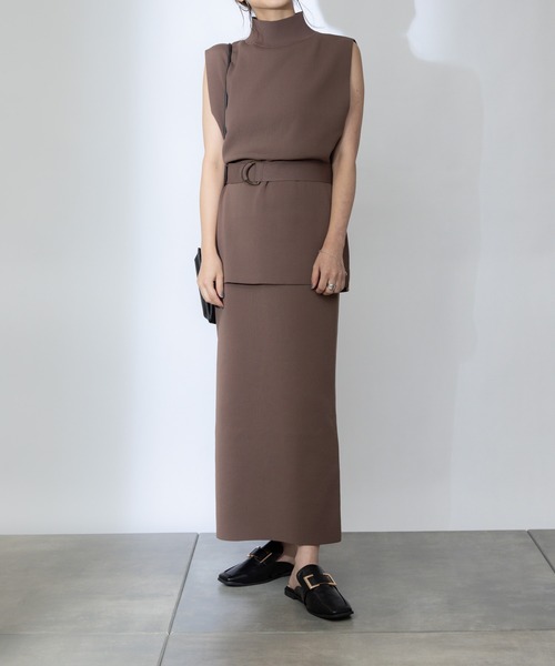 COLONY 2139（コロニートゥーワンスリーナイン）の「エステルヤーンペンシルスカート(セットアップ可)（スカート・レディース・ブラック/グレイッシュベージュ/モカ・LARGE/MEDIUM）」の7枚目の写真