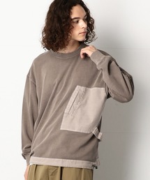 ピグメントバイオ布帛切替ワイドクルーネックプルオーバー
