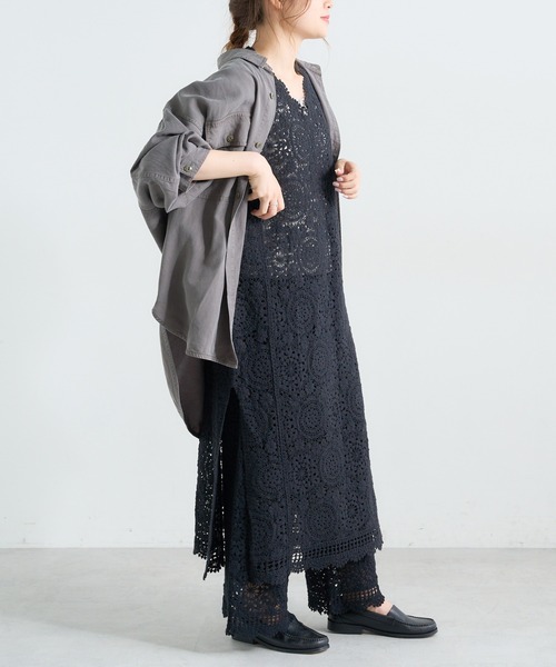 PUAL CE CIN(ピュアルセシン)の「【WEB限定】コード糸レースノースリーブワンピース(ワンピース・レディース・ブラック/グレー/ナチュラル・FREE)」の8枚目の写真