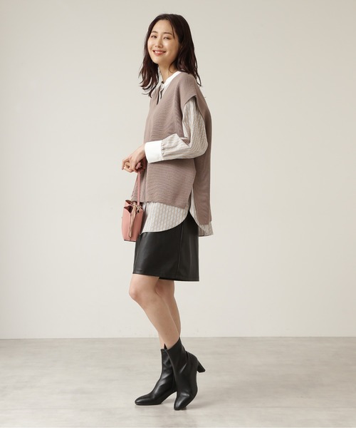 NATURAL BEAUTY BASIC（ナチュラルビューティーベーシック）の「畦フォルムベスト（ベスト・レディース・グリーン/ネイビー/グレイッシュベージュ・MEDIUM）」の14枚目の写真