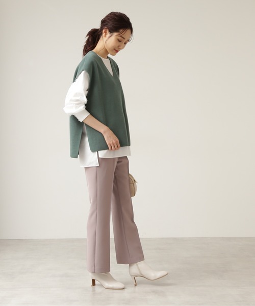 NATURAL BEAUTY BASIC（ナチュラルビューティーベーシック）の「畦フォルムベスト（ベスト・レディース・グリーン/ネイビー/グレイッシュベージュ・MEDIUM）」の19枚目の写真