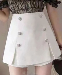 クリスタル釦スカート風ショートパンツ