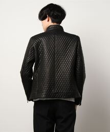 【本革】テッドオム レザージャケット キルティング 山羊革 M ダブルジップ 本革】テッドオム レザージャケット キルティング 山羊革 M