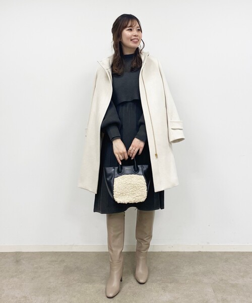 OPAQUE.CLIP(オペークドットクリップ)の「◆フェイクレザーロングブーツ【洗える成形インソール】(ブーツ・レディース・ベージュ/ブラック・03/02)」の16枚目の写真