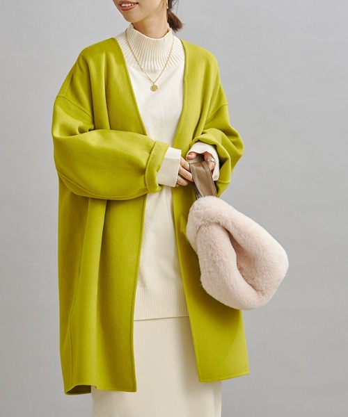 DouDou(ドゥドゥ)の「ミドル丈カラーコート(ノーカラーコート・レディース・バイオレット/イエロー×グリーン/ピンク・FREE)」の3枚目の写真