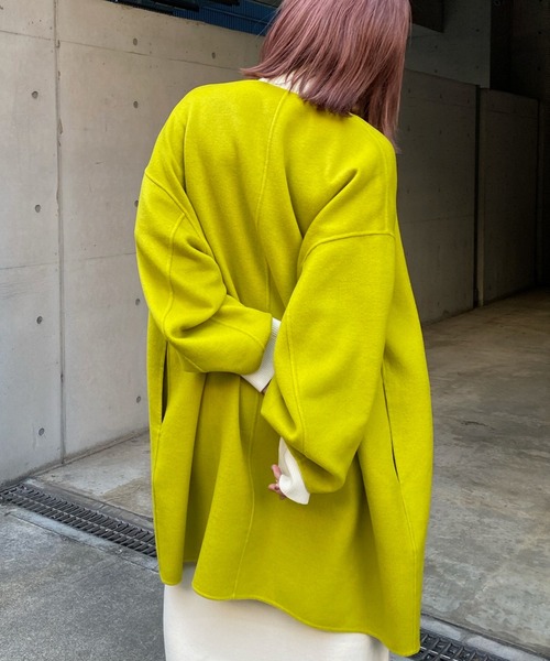 DouDou(ドゥドゥ)の「ミドル丈カラーコート(ノーカラーコート・レディース・バイオレット/イエロー×グリーン/ピンク・FREE)」の10枚目の写真