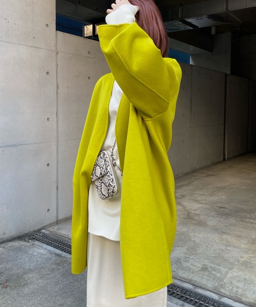 DouDou(ドゥドゥ)の「ミドル丈カラーコート(ノーカラーコート・レディース・バイオレット/イエロー×グリーン/ピンク・FREE)」の12枚目の写真