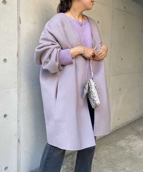 DouDou(ドゥドゥ)の「ミドル丈カラーコート(ノーカラーコート・レディース・バイオレット/イエロー×グリーン/ピンク・FREE)」の19枚目の写真