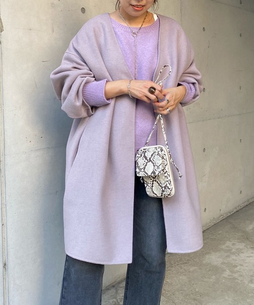 DouDou(ドゥドゥ)の「ミドル丈カラーコート(ノーカラーコート・レディース・バイオレット/イエロー×グリーン/ピンク・FREE)」の21枚目の写真