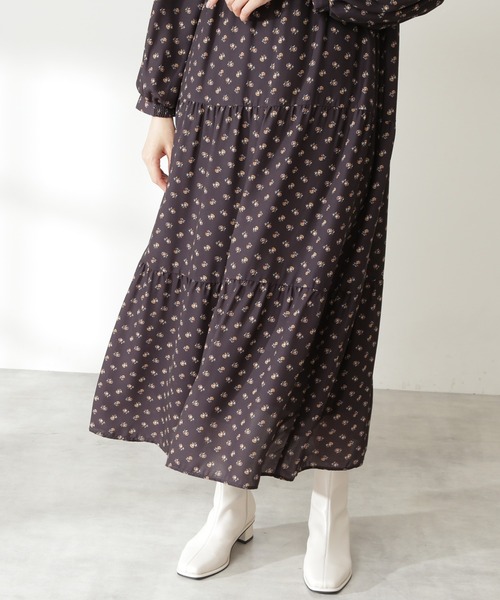 N.（N. Natural Beauty Basic）（エヌエヌナチュラルビューティーベーシック）の「【S Size Line】◆小花ティアードワンピース（ワンピース・レディース・ブラック系その他/グリーン系その他/レッド系その他・SMALL/MEDIUM）」の5枚目の写真