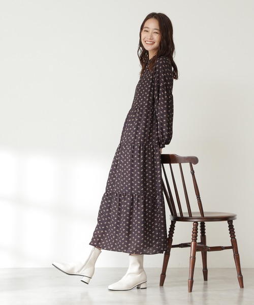 N.（N. Natural Beauty Basic）（エヌエヌナチュラルビューティーベーシック）の「【S Size Line】◆小花ティアードワンピース（ワンピース・レディース・ブラック系その他/グリーン系その他/レッド系その他・SMALL/MEDIUM）」の8枚目の写真