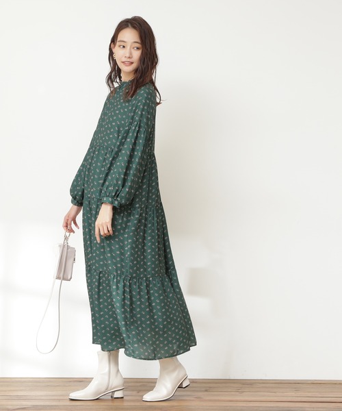 N.（N. Natural Beauty Basic）（エヌエヌナチュラルビューティーベーシック）の「【S Size Line】◆小花ティアードワンピース（ワンピース・レディース・ブラック系その他/グリーン系その他/レッド系その他・SMALL/MEDIUM）」の7枚目の写真