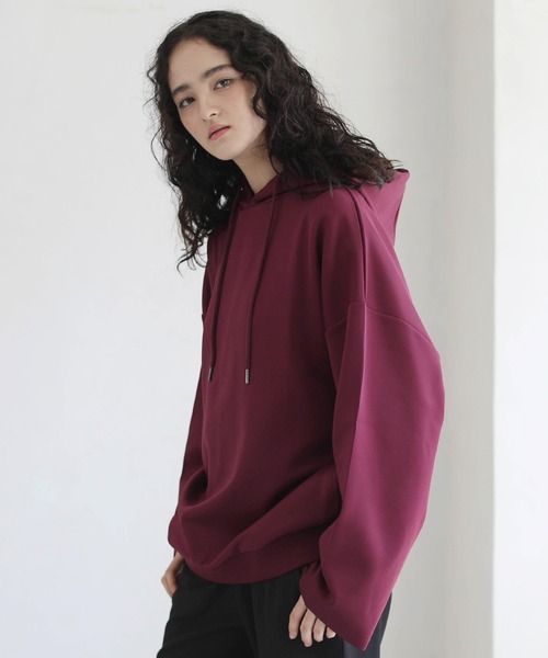 ETELIO（エテリオ）の「ボリューム袖ハイカウントポンチプルパーカー（パーカー・メンズ・チャコール/ブラック/モカ/ワイン/グリーン・L/S/M）」の5枚目の写真