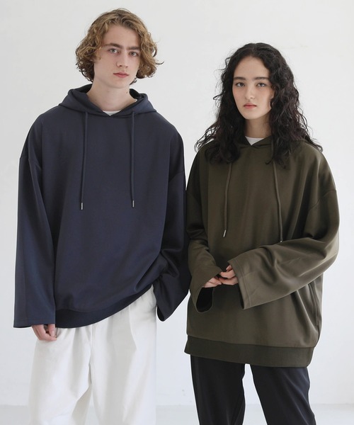 ETELIO（エテリオ）の「ボリューム袖ハイカウントポンチプルパーカー（パーカー・メンズ・チャコール/ブラック/モカ/ワイン/グリーン・L/S/M）」の10枚目の写真