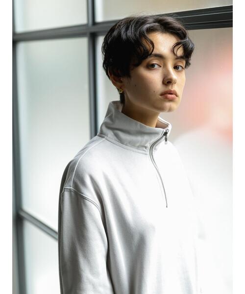 koe（コエ）の「アンチピリング加工TC裏起毛ハーフジップPO*（スウェット・レディース・ライトベージュ/ブラック/グリーン/ピンク/ライトグレー/ブルー・L/S/M）」の7枚目の写真