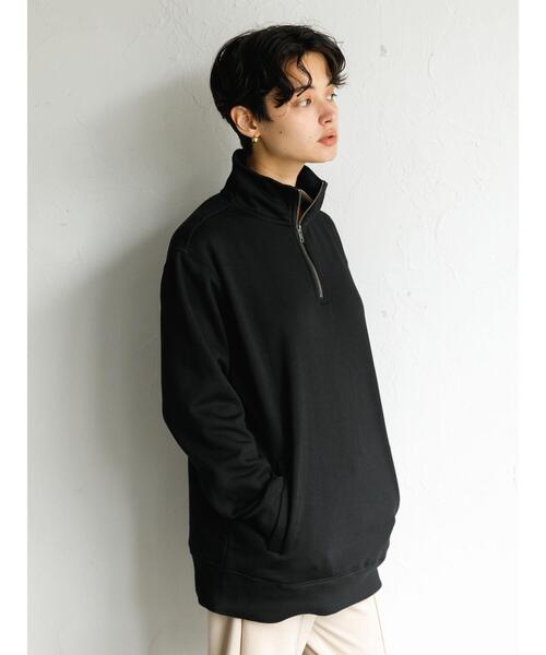 koe（コエ）の「アンチピリング加工TC裏起毛ハーフジップPO*（スウェット・レディース・ライトベージュ/ブラック/グリーン/ピンク/ライトグレー/ブルー・L/S/M）」の8枚目の写真