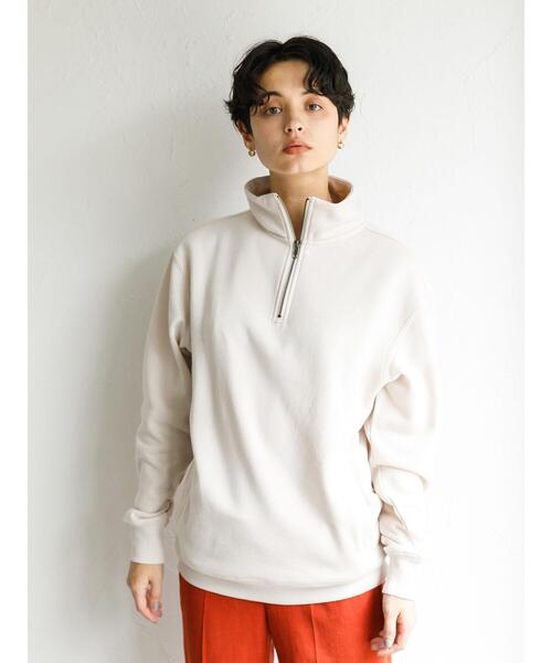 koe（コエ）の「アンチピリング加工TC裏起毛ハーフジップPO*（スウェット・レディース・ライトベージュ/ブラック/グリーン/ピンク/ライトグレー/ブルー・L/S/M）」の10枚目の写真