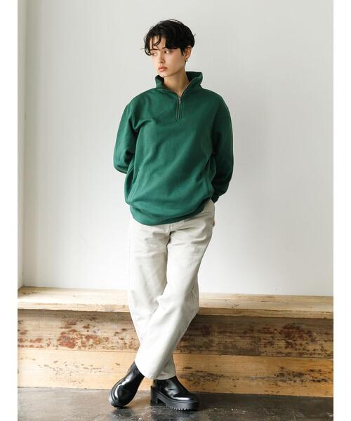 koe（コエ）の「アンチピリング加工TC裏起毛ハーフジップPO*（スウェット・レディース・ライトベージュ/ブラック/グリーン/ピンク/ライトグレー/ブルー・L/S/M）」の14枚目の写真