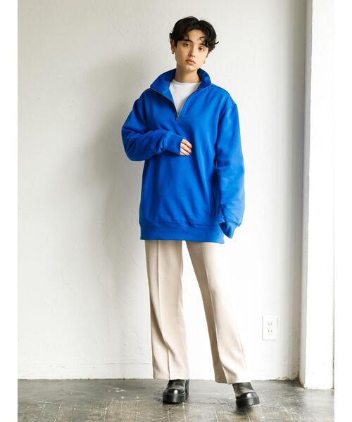 koe（コエ）の「アンチピリング加工TC裏起毛ハーフジップPO*（スウェット・レディース・ライトベージュ/ブラック/グリーン/ピンク/ライトグレー/ブルー・L/S/M）」の20枚目の写真