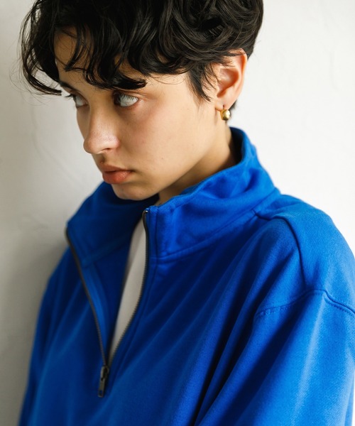 koe（コエ）の「アンチピリング加工TC裏起毛ハーフジップPO*（スウェット・レディース・ライトベージュ/ブラック/グリーン/ピンク/ライトグレー/ブルー・L/S/M）」の6枚目の写真