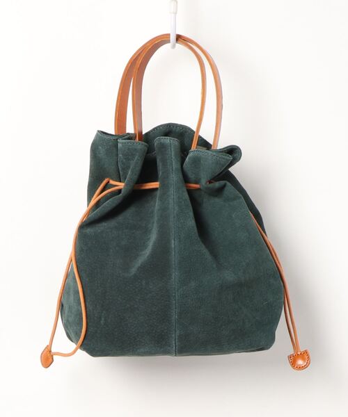 PUAL CE CIN（ピュアルセシン）の「KINCHAKU　PIGSUEDE×LEATHER TOTE/巾着型ピッグスエードトートバッグ（ショルダーバッグ・レディース・ネイビー/ブルー/グレー/ベージュ・FREE）」の2枚目の写真