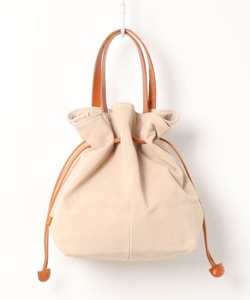 PUAL CE CIN（ピュアルセシン）の「KINCHAKU　PIGSUEDE×LEATHER TOTE/巾着型ピッグスエードトートバッグ（ショルダーバッグ・レディース・ネイビー/ブルー/グレー/ベージュ・FREE）」の5枚目の写真