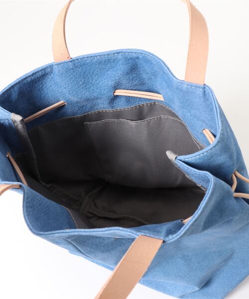 PUAL CE CIN（ピュアルセシン）の「KINCHAKU　PIGSUEDE×LEATHER TOTE/巾着型ピッグスエードトートバッグ（ショルダーバッグ・レディース・ネイビー/ブルー/グレー/ベージュ・FREE）」の9枚目の写真
