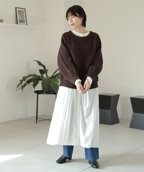 LAKOLE（ラコレ）の「シェブロンヨークギャザーワンピース / 219694（シャツワンピース・レディース・カーキ/オフホワイト/サンドグレー・SMALL/MEDIUM）」の2枚目の写真