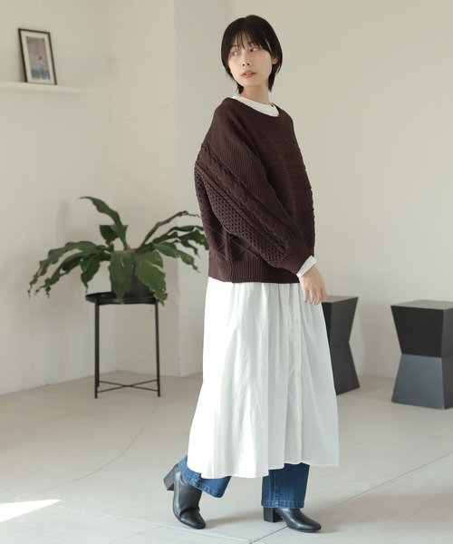 LAKOLE（ラコレ）の「シェブロンヨークギャザーワンピース / 219694（シャツワンピース・レディース・カーキ/オフホワイト/サンドグレー・SMALL/MEDIUM）」の5枚目の写真