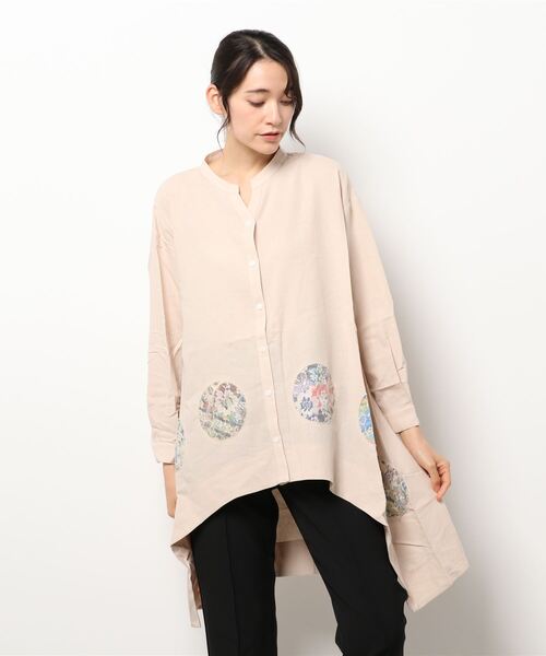 セール アート柄レースアップリケ シャツチュニック シャツワンピース Scolar スカラー のファッション通販 Zozotown