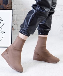 ニット素材ストレッチスニーカーブーツ