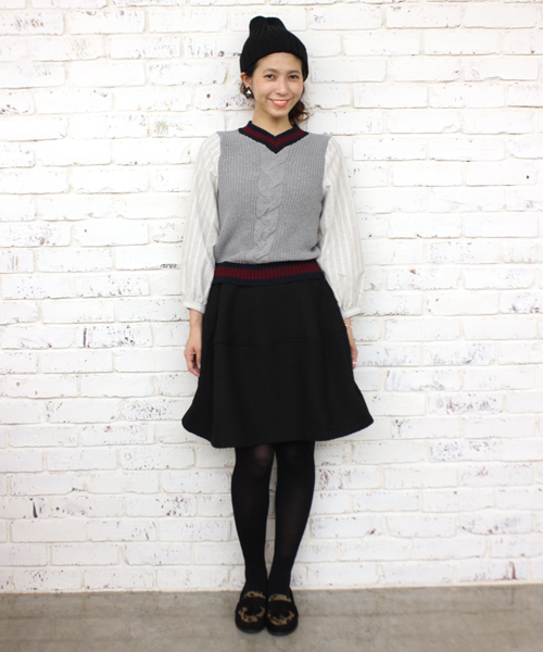 mystic（ミスティック）の「チルデンニット×フハクプルオーバー（Tシャツ/カットソー・レディース・ネイビー/グレー/ボルドー/オフホワイト・ﾌﾘ-）」の12枚目の写真