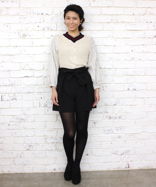 mystic（ミスティック）の「チルデンニット×フハクプルオーバー（Tシャツ/カットソー・レディース・ネイビー/グレー/ボルドー/オフホワイト・ﾌﾘ-）」の13枚目の写真