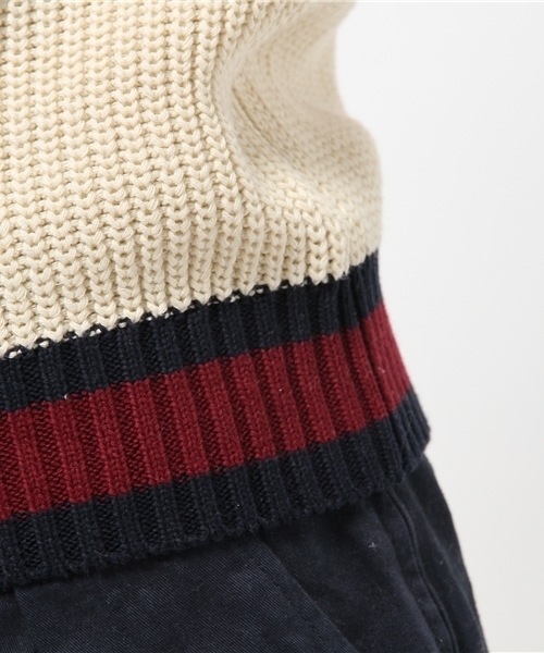 mystic（ミスティック）の「チルデンニット×フハクプルオーバー（Tシャツ/カットソー・レディース・ネイビー/グレー/ボルドー/オフホワイト・ﾌﾘ-）」の10枚目の写真