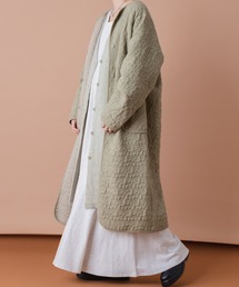 Kastane | 【カタログ掲載アイテム】ニットベスト付花刺繍キルティングコート(ノーカラーコート)