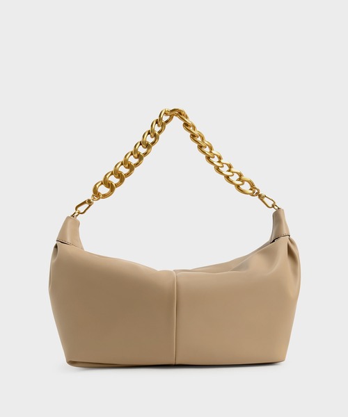 CHARLES & KEITH（チャールズ & キース）の「チャンキーチェーン リンクホーボーバッグ / Chunky Chain Link Hobo Bag（ショルダーバッグ・レディース・ブラック/オフホワイト/ブラウン系その他3・L）」の14枚目の写真