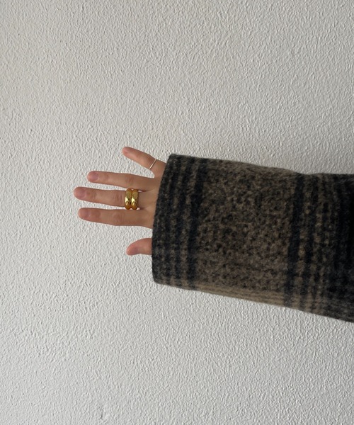 wee9s（ウィークス）の「over size check coat / オーバーサイズドロップショルダーチェックコート（テーラードジャケット・レディース・ブラック/ブラウン・FREE）」の14枚目の写真