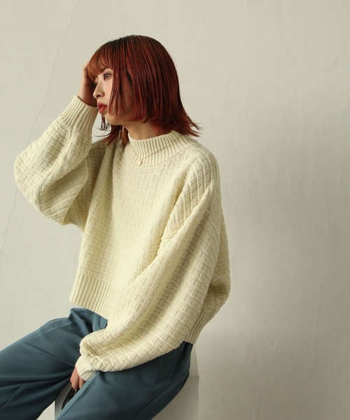 Chillfar（チルファー）の「ボトルネックジャガードニット（ニット/セーター・レディース・ブラック/ベージュ/ブルー/アイボリー・FREE）」の2枚目の写真