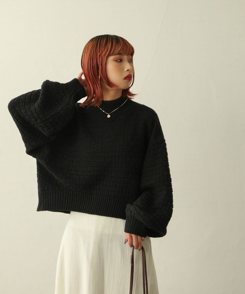 Chillfar（チルファー）の「ボトルネックジャガードニット（ニット/セーター・レディース・ブラック/ベージュ/ブルー/アイボリー・FREE）」の3枚目の写真