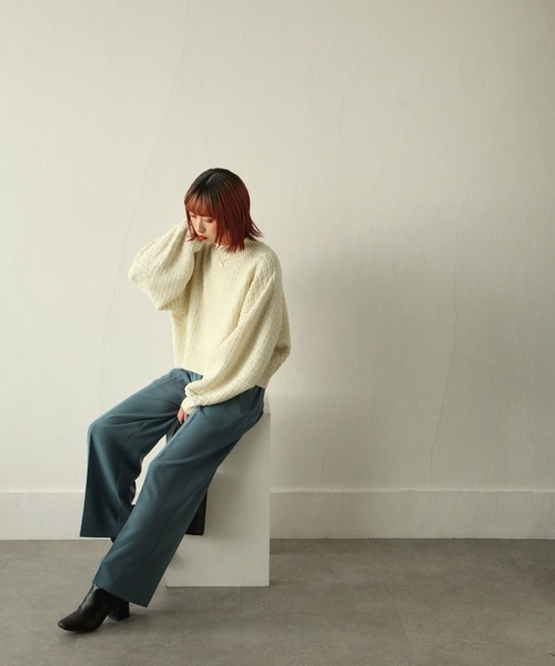 Chillfar（チルファー）の「ボトルネックジャガードニット（ニット/セーター・レディース・ブラック/ベージュ/ブルー/アイボリー・FREE）」の7枚目の写真