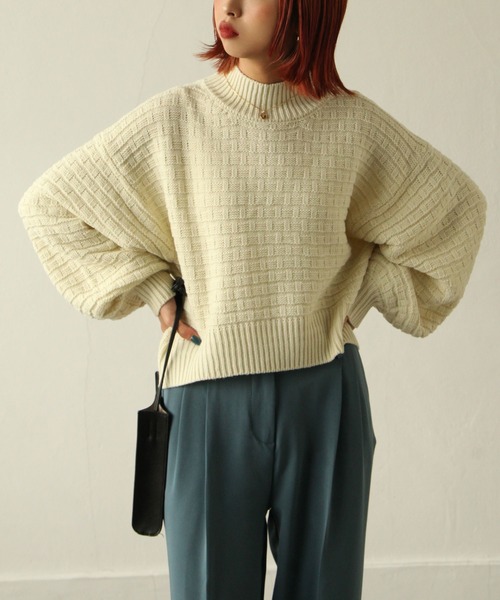 Chillfar（チルファー）の「ボトルネックジャガードニット（ニット/セーター・レディース・ブラック/ベージュ/ブルー/アイボリー・FREE）」の9枚目の写真