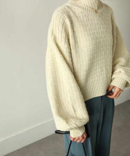 Chillfar（チルファー）の「ボトルネックジャガードニット（ニット/セーター・レディース・ブラック/ベージュ/ブルー/アイボリー・FREE）」の12枚目の写真