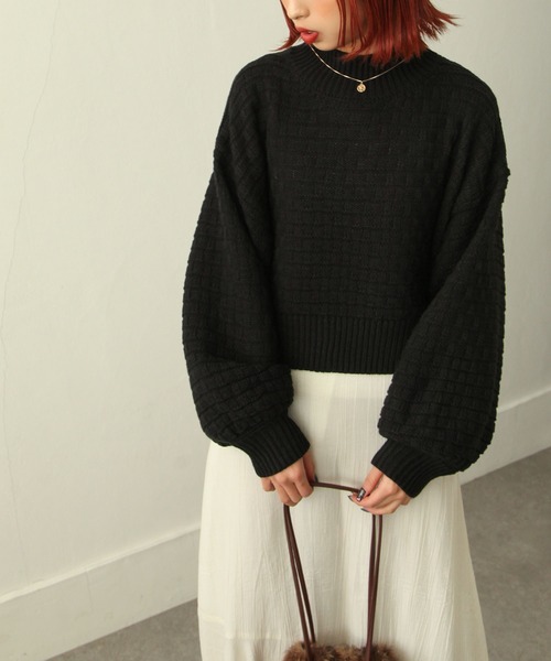 Chillfar（チルファー）の「ボトルネックジャガードニット（ニット/セーター・レディース・ブラック/ベージュ/ブルー/アイボリー・FREE）」の8枚目の写真